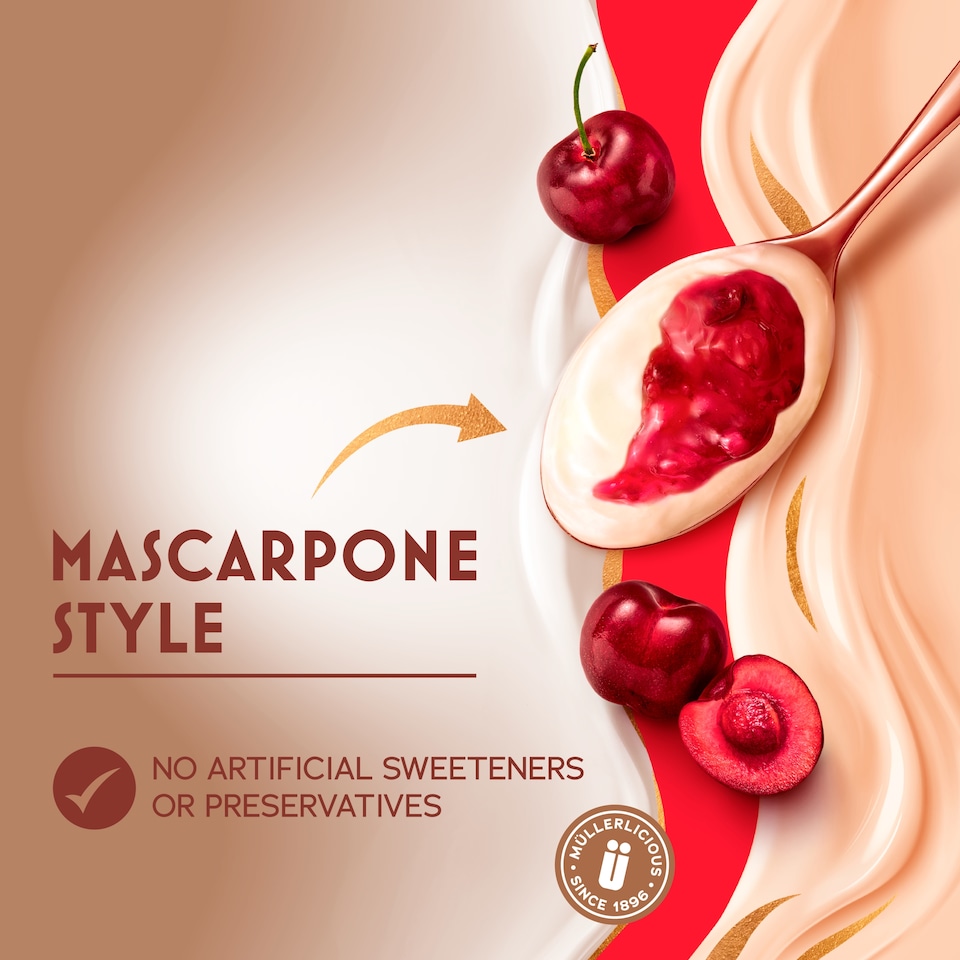 image 1 of Muller Bliss Mascarpone Cherry Yogurts 4 x 110g
