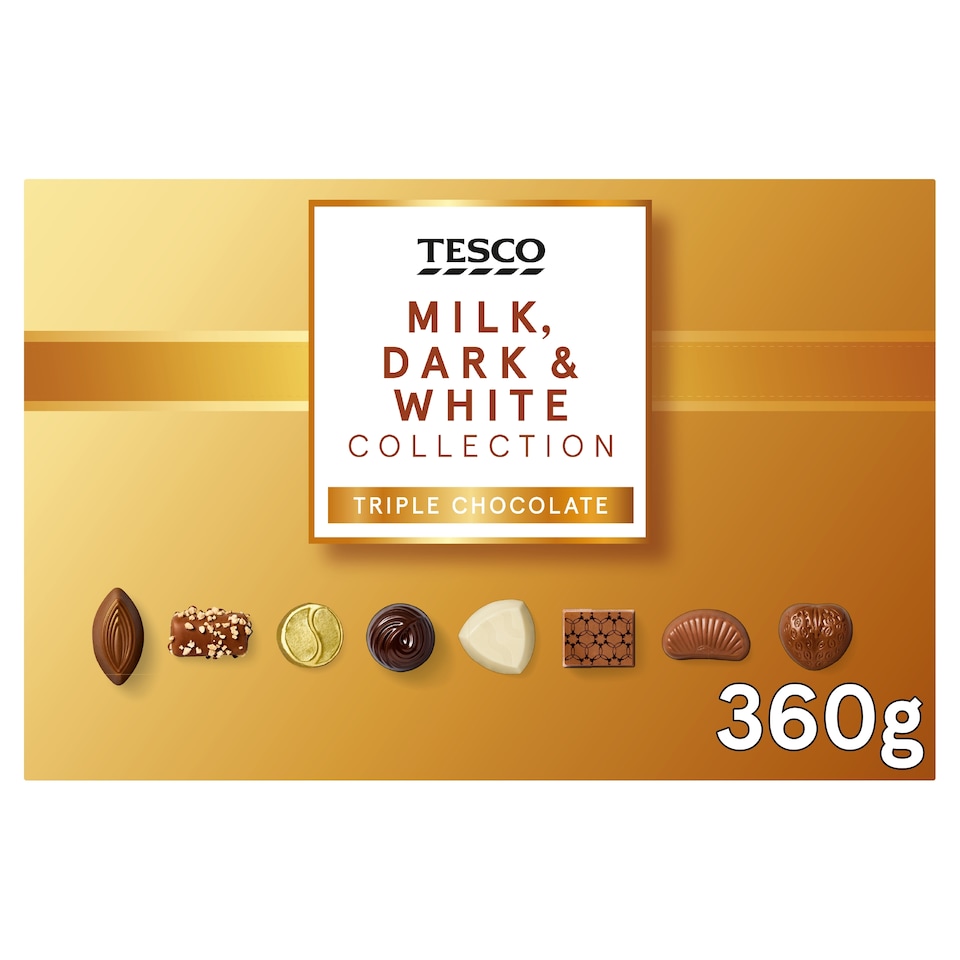 Tesco Collection Milk, Dark & White Chocolate 360G