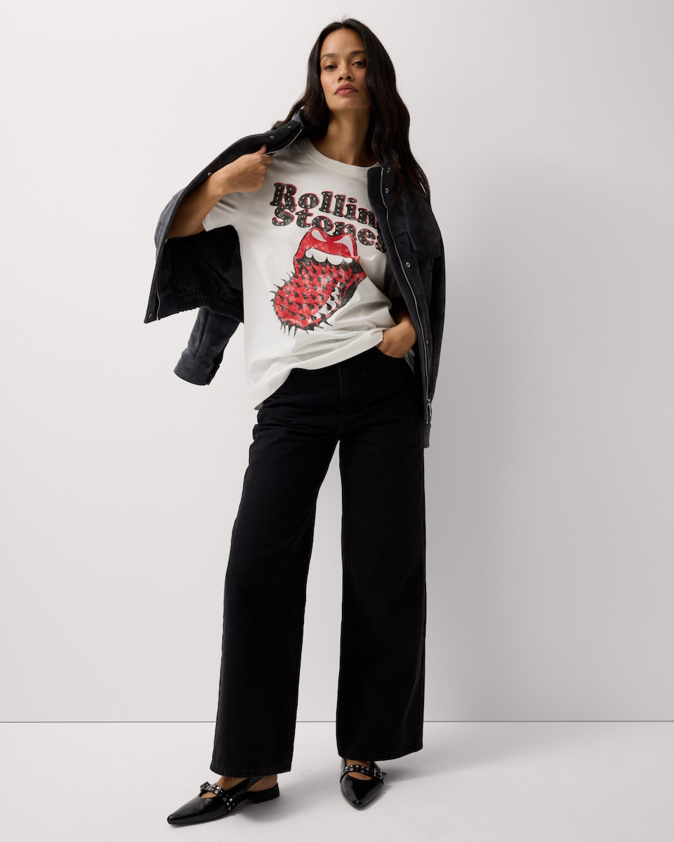 image 1 of Rolling Stones Pure Cotton T-Shirt in Cream