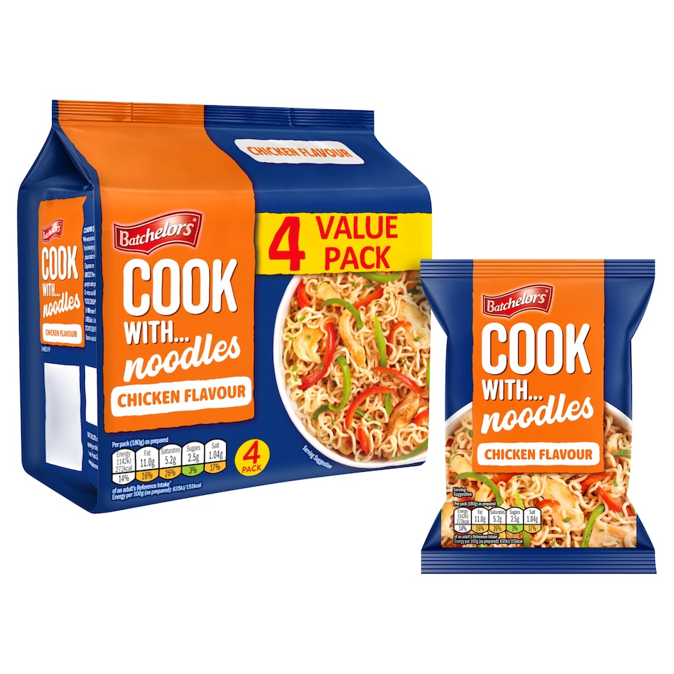 image 1 of Batchelors Cook With Noodles - Chicken Flavour 4x60g