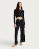 image 1 of F&F Snit Textured Cherry Print Button Top and Bottoms Pyjama Set in Multi Black