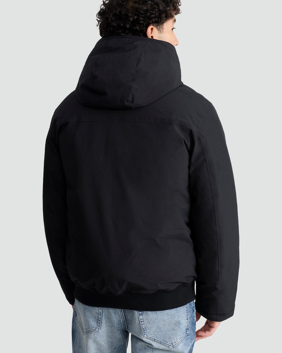 image 1 of F&F Shower Resistant Hooded Puffer Jacket in Black
