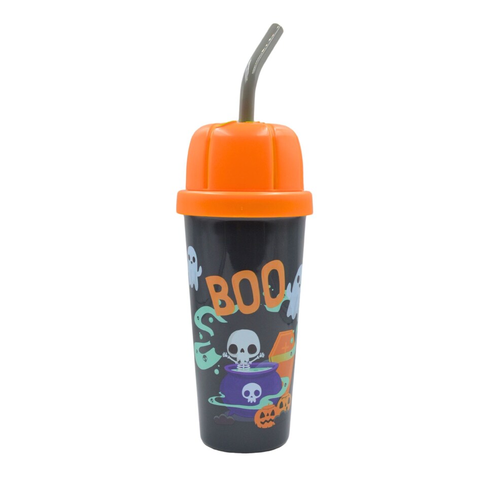 image 1 of Halloween Pumpkin & Witch Cup With Straw Assorted
