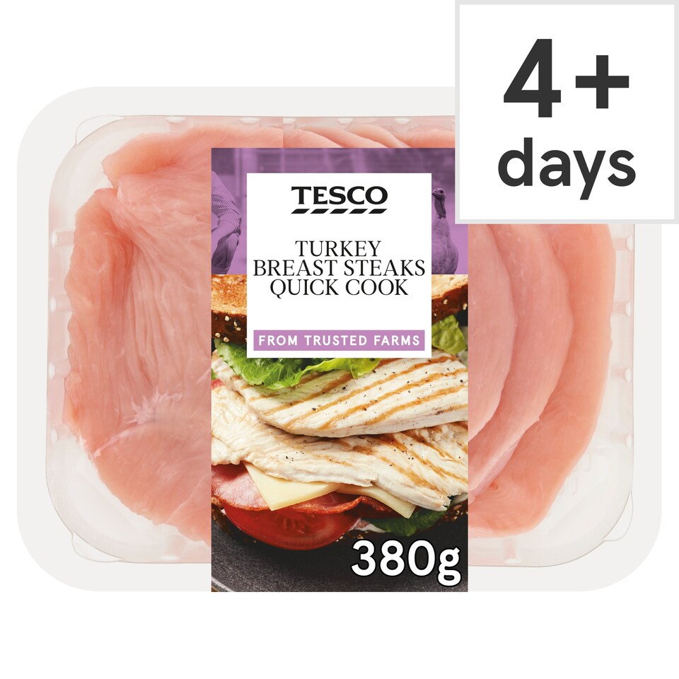 Tesco British Turkey Breast Steaks 380G Tesco Groceries