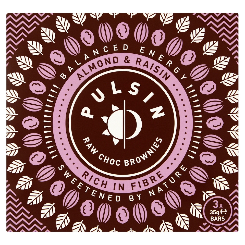 PULSIN ALMOND & RAISIN RAW CHOC BROWNIE 3X35G