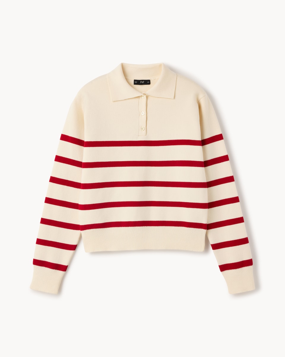 F&F Striped Collared Jumper in Red