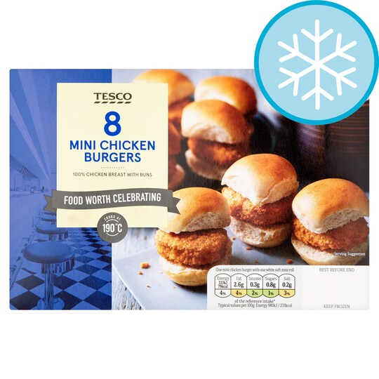 Tesco 8 Mini Chicken Burgers Tesco Groceries