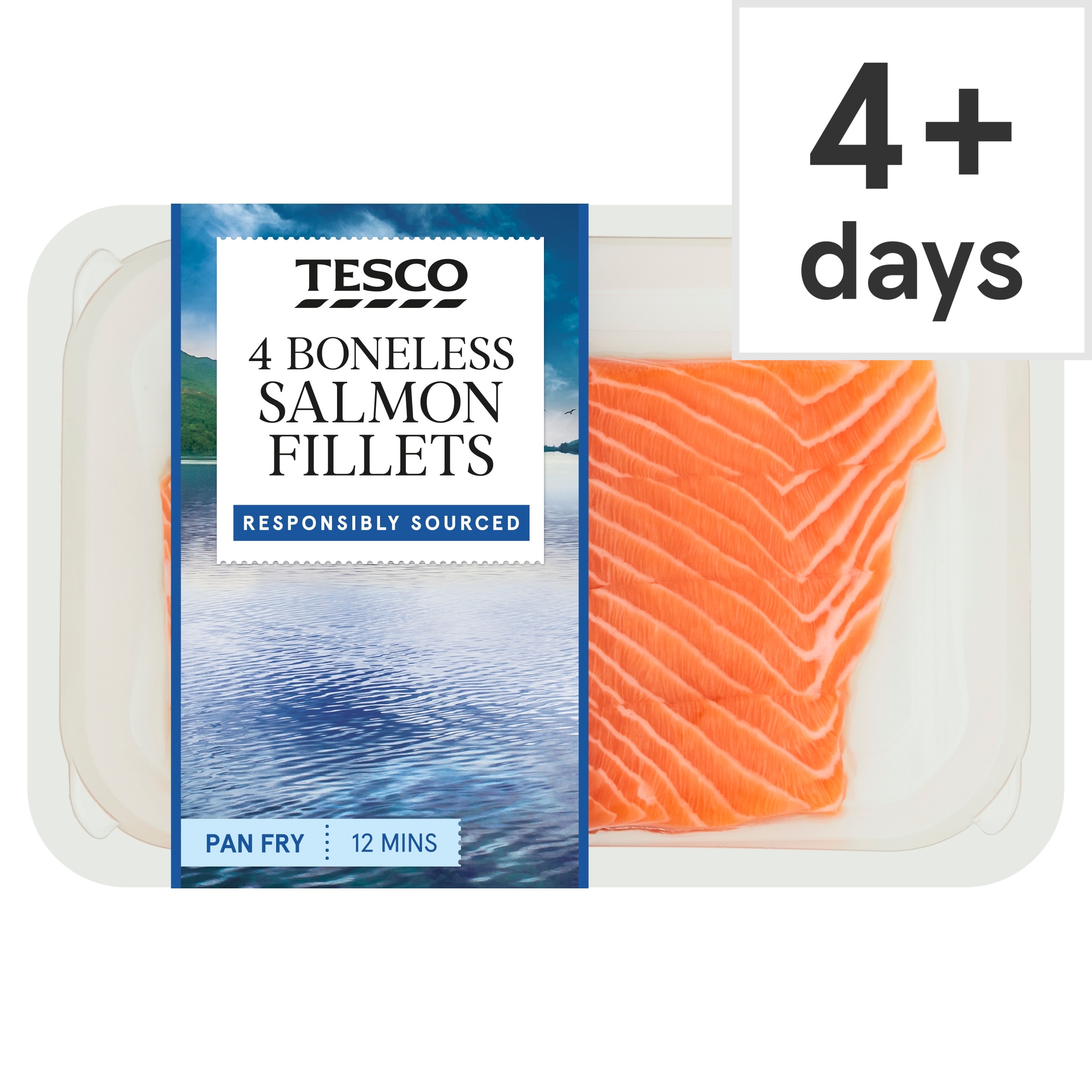 Tesco Boneless Salmon Fillets 4 Pack 520g