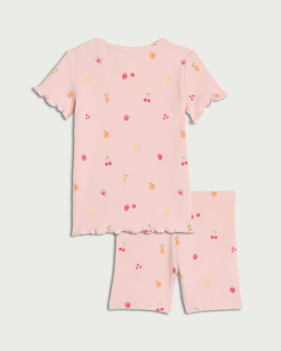 image 1 of F&F Baby 2-Piece Cotton Rich Fruit Set in Pink