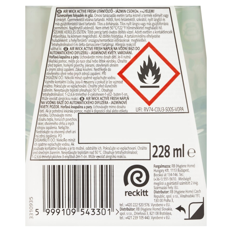 image 1 of Air Wick Active Fresh Water-Based Refill for Automatic Diffuser Jasmine Bouquet 228 ml