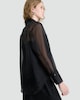image 3 of F&F Organza Button Up Long Sleeved Shirt in Black