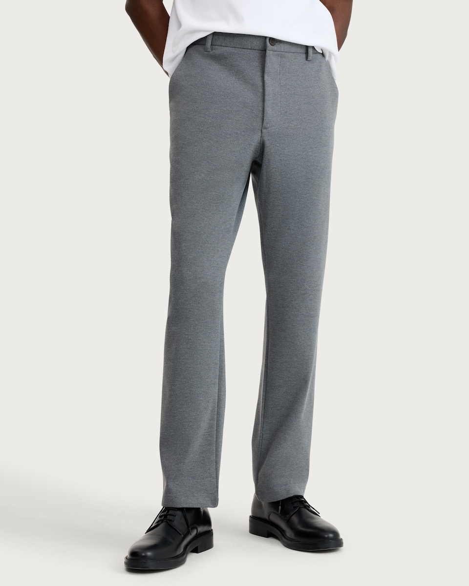 image 1 of F&F Textured Straight Leg Chino Trousers in Grey