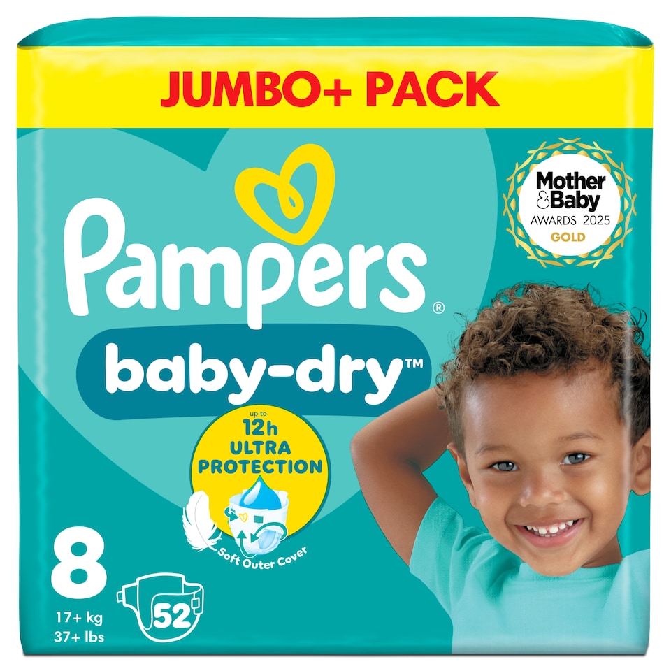 image 1 of Pampers Baby Dry Size 8 Jumbo+ 52 Nappies