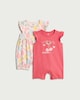 image 1 of F&F Baby 2-Pack Pure Cotton Fruit Print Rompers in Pink
