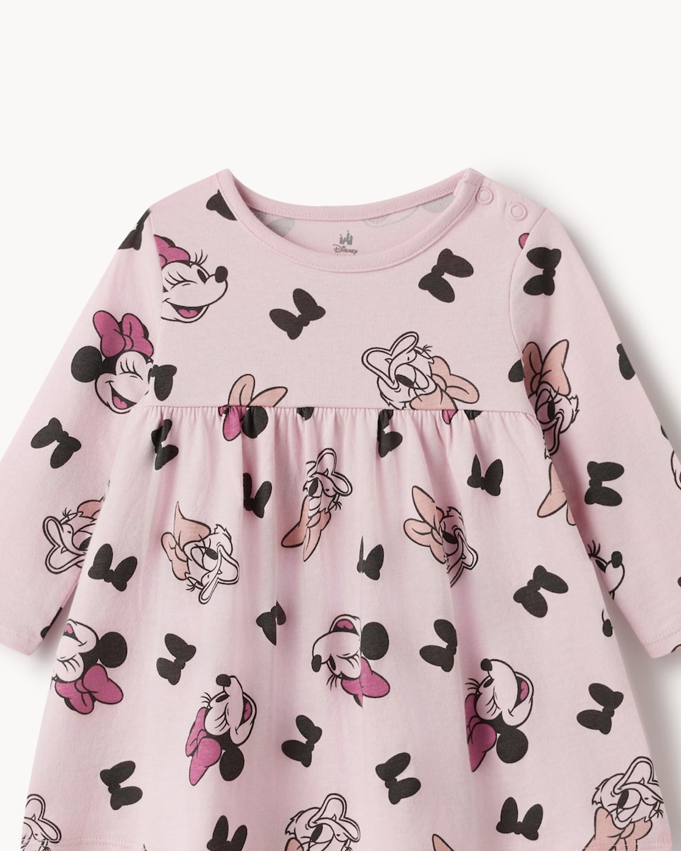 image 1 of Disney Minnie Mpuse Pure Cotton Printed Dress in Lilac