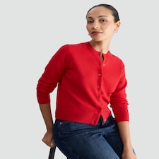 F&F Premium Pure Cashmere Button Up Cardigan in Red