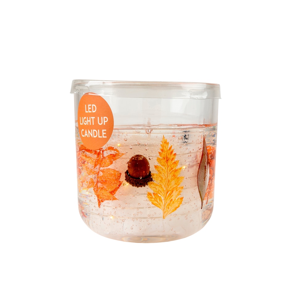 Candlelight Golden Leaf Spiced Pumpkin Scent Inclusion Light Up Candle 70g