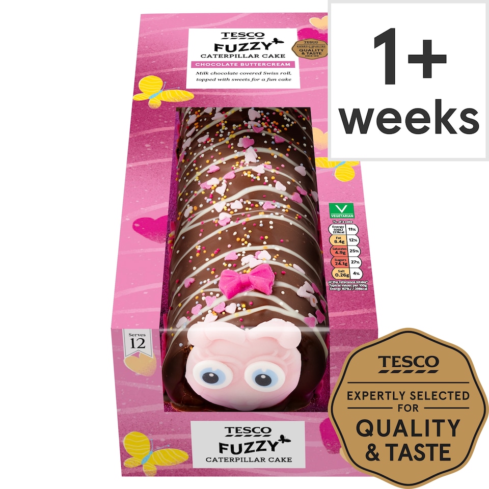 Tesco Fuzzy Caterpillar Cake - Chocolate 230g