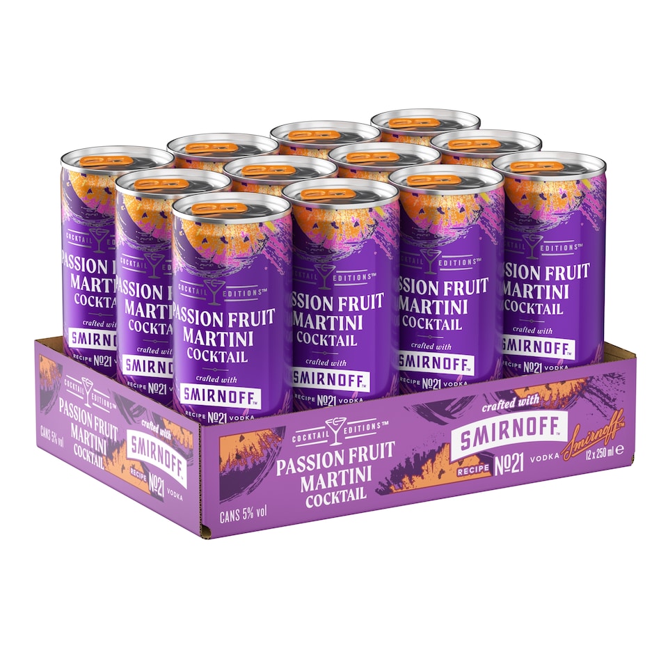 image 1 of Smirnoff Vodka Passionfruit Martini Cocktail Can 5% Vol 250ml