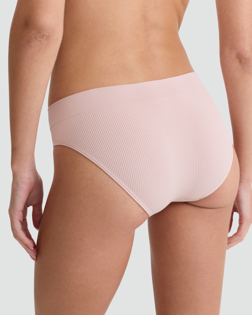 image 1 of  F&F 2-Pack Ribbed Seamfree High Leg Hipster Knickers in Pink