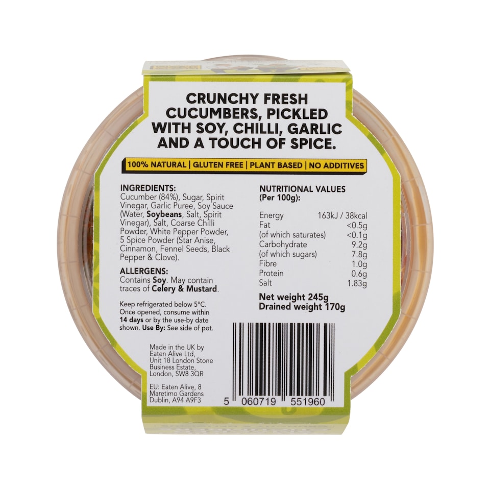 image 1 of Eaten Alive Soy & Chilli Smacked Cucumbers 245g