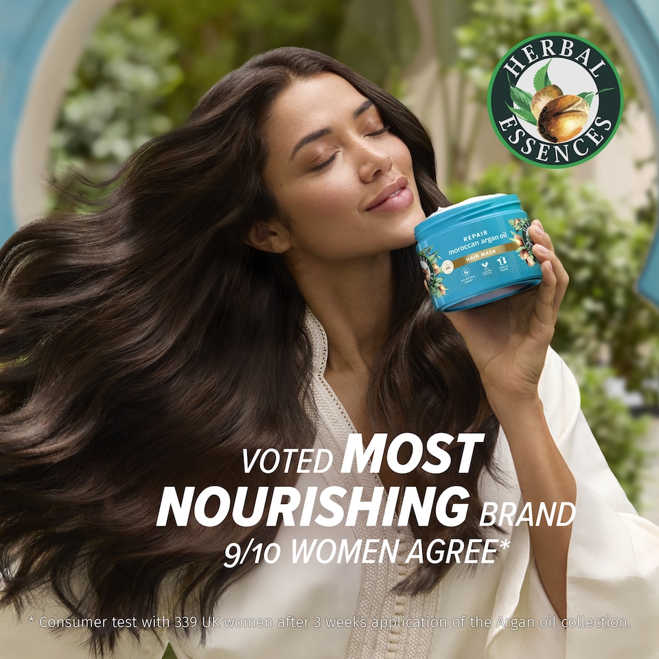 image 1 of Herbal Essences Argan Oil Repair Hair Mask 500ml to Intensely Nourish Damaged Hair