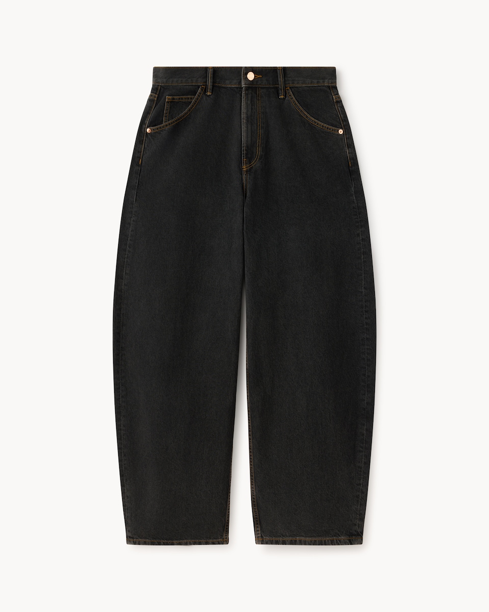 image 1 of F&F Mid Rise Relaxed Fit Jeans in Black