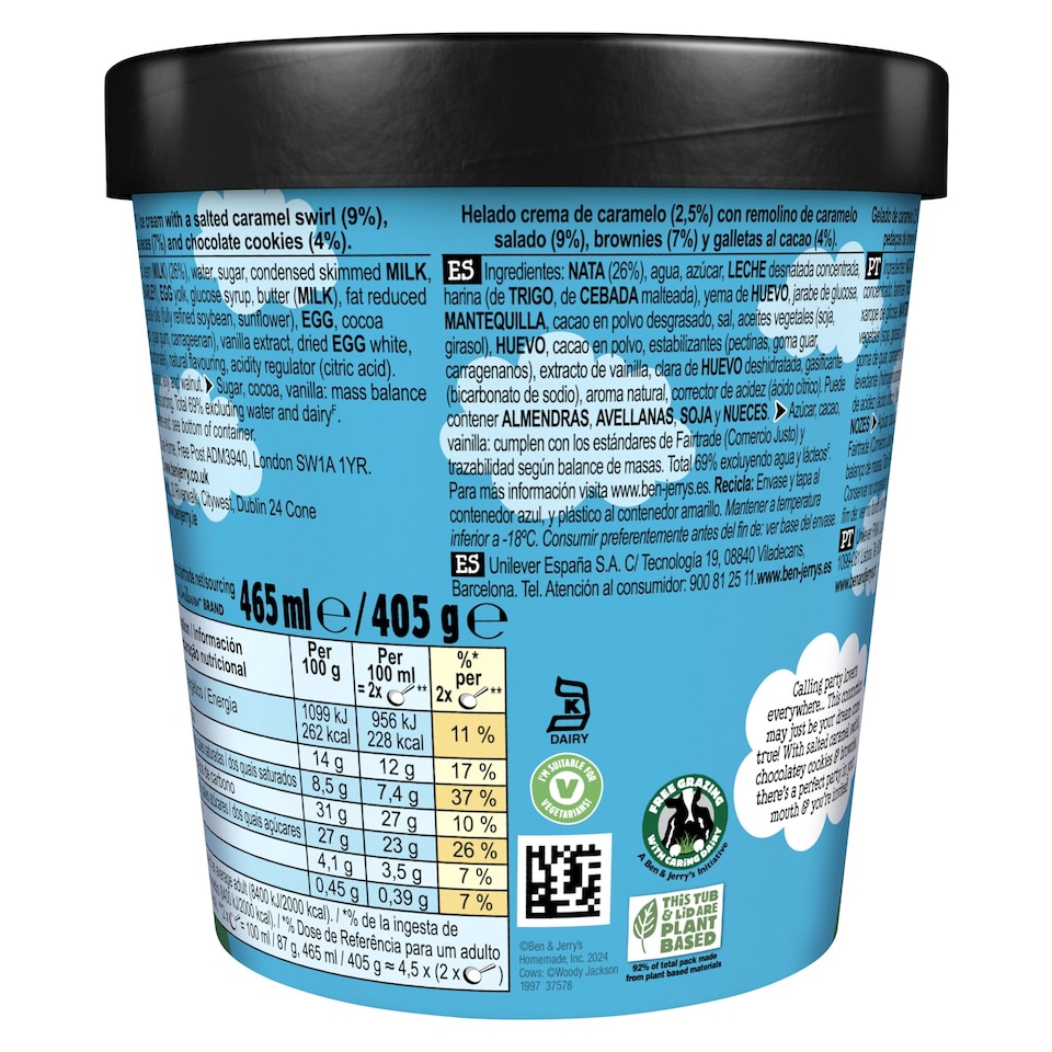 image 1 of Ben & Jerry's Caramel Brownie Party Ice Cream Tub 465ml