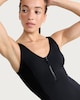 image 1 of F&F Active ULTRASWIM Zip Front Swimsuit in Black