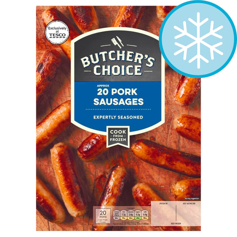 Butcher's Choice 20 Pork Sausages 907G