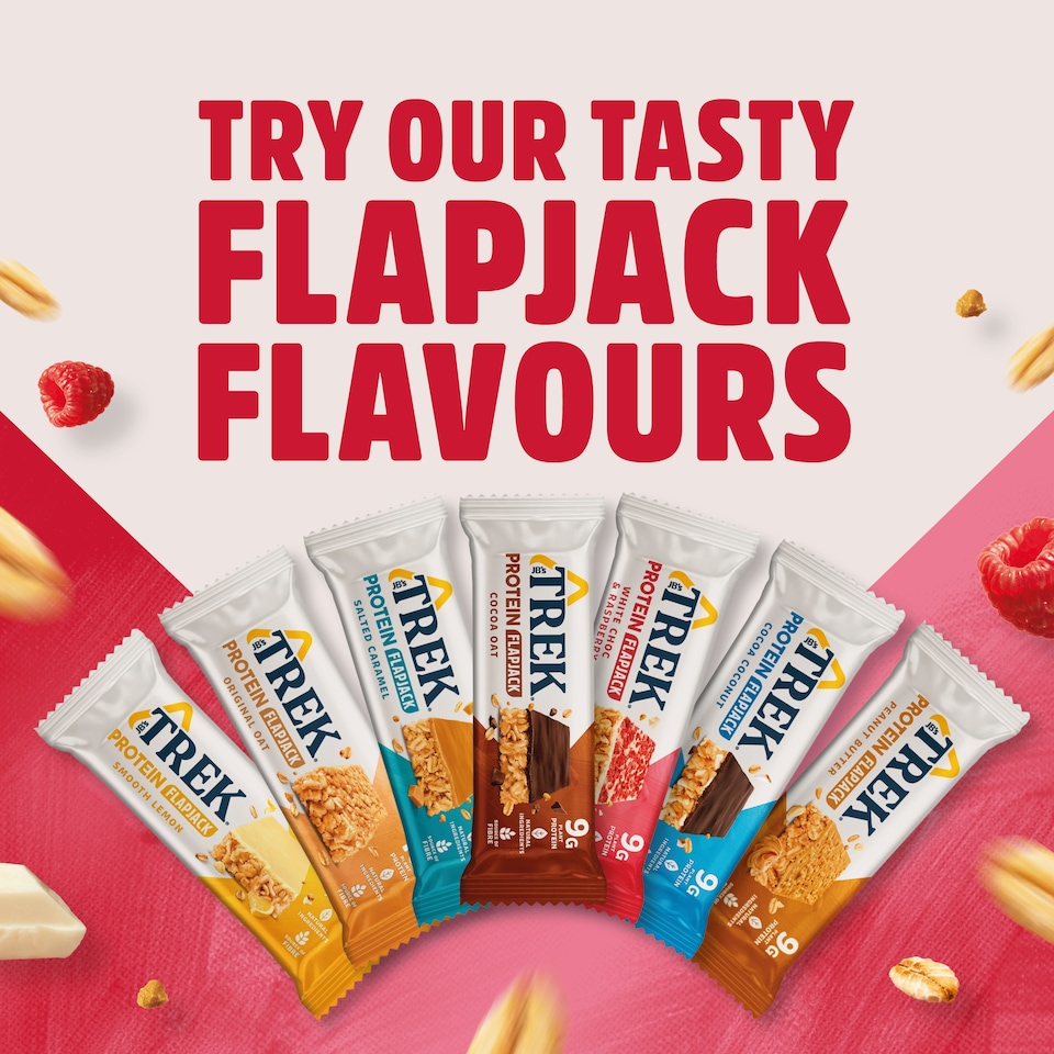 image 1 of TREK Protein Flapjacks - White Chocolate & Raspberry 3 Pack 50g
