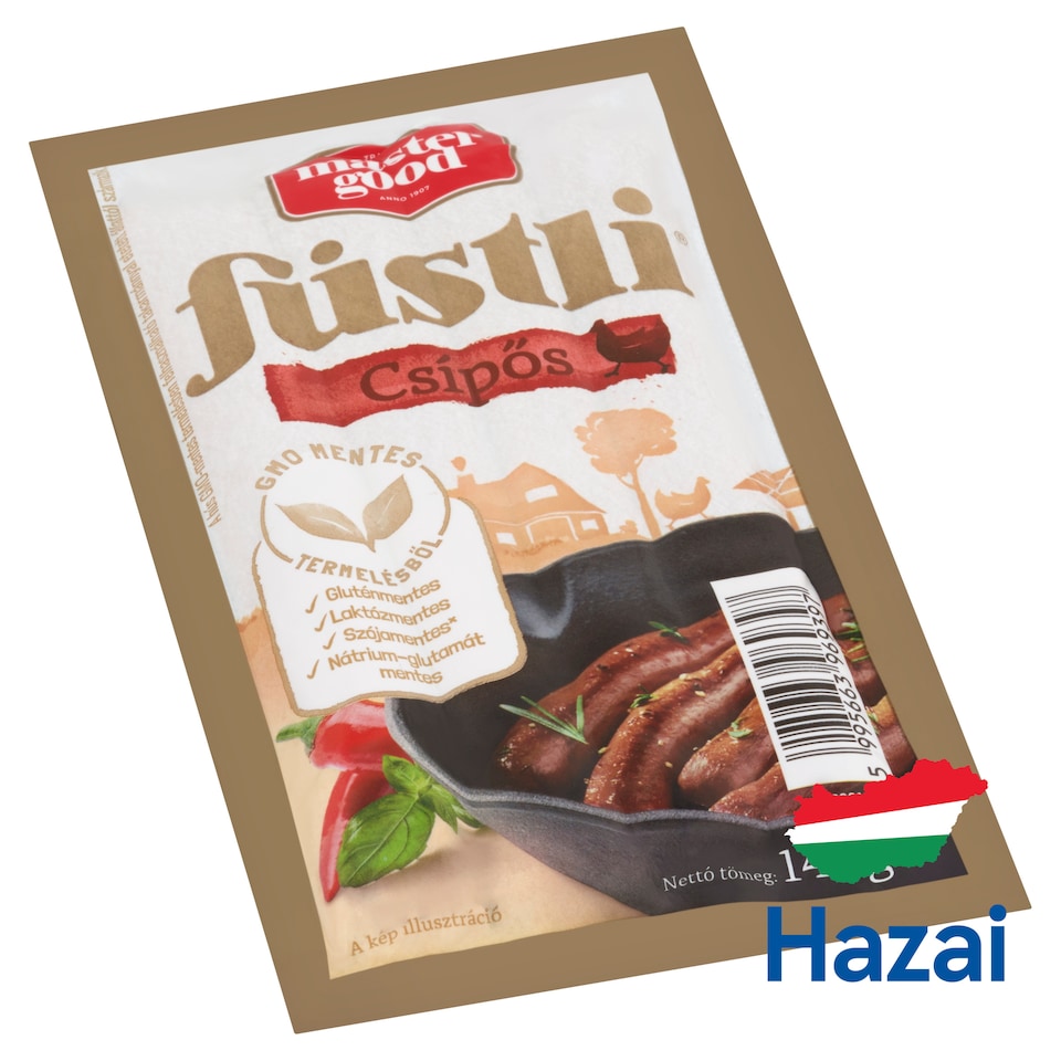 Master Good Füstli Spicy, Smoke-Flavored Hot Dogs Made of Chicken Meat with Jalapeno Peppers 140 g