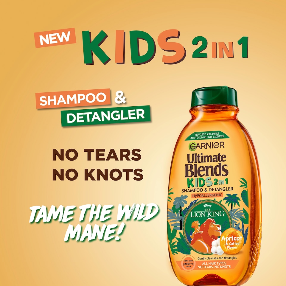 image 1 of Garnier Ultimate Blends Kids 2 In 1 Apricot Shampoo 250Ml