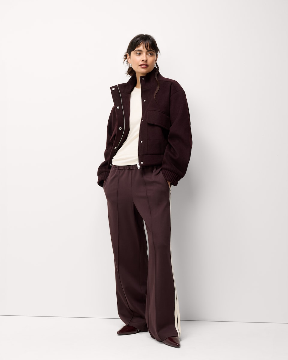 image 1 of F&F Funnel Neck Zip Up Jacket in Burgundy