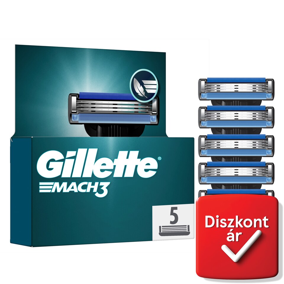 Gillette Mach3 Férfi Borotvabetétek, 5 Gillette 3 Pengés Borotvabetétek  1. kép