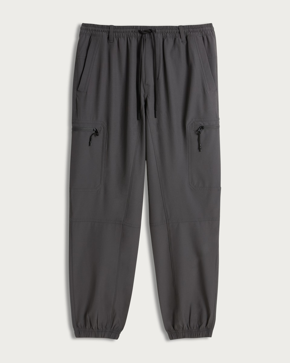 image 1 of 9 Peaks Elasticated Cargo Trousers in Grey