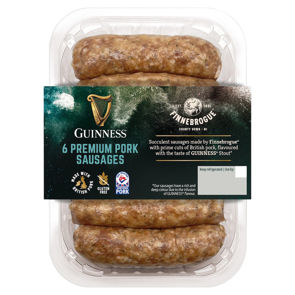  Finnebrogue Guinness 6 Premium Pork Sausages 400g
