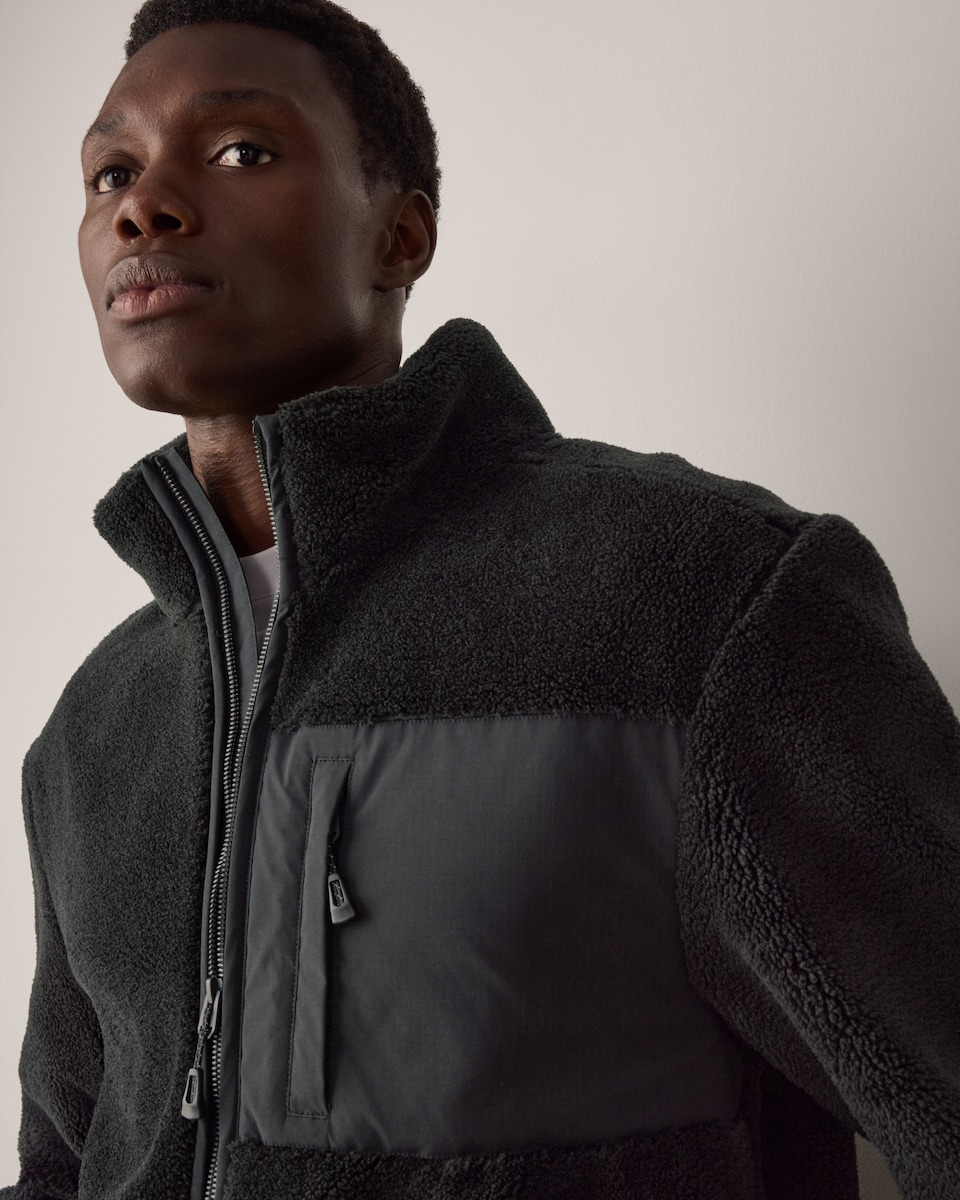 image 1 of F&F Active EVERYHOUR Borg Zip Through Fleece  in Black