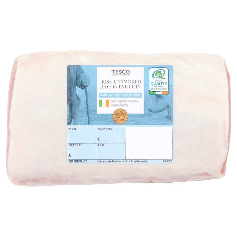 Tesco Irish Unsmoked Bacon Eye Loin 0.663Kg-1.334Kg