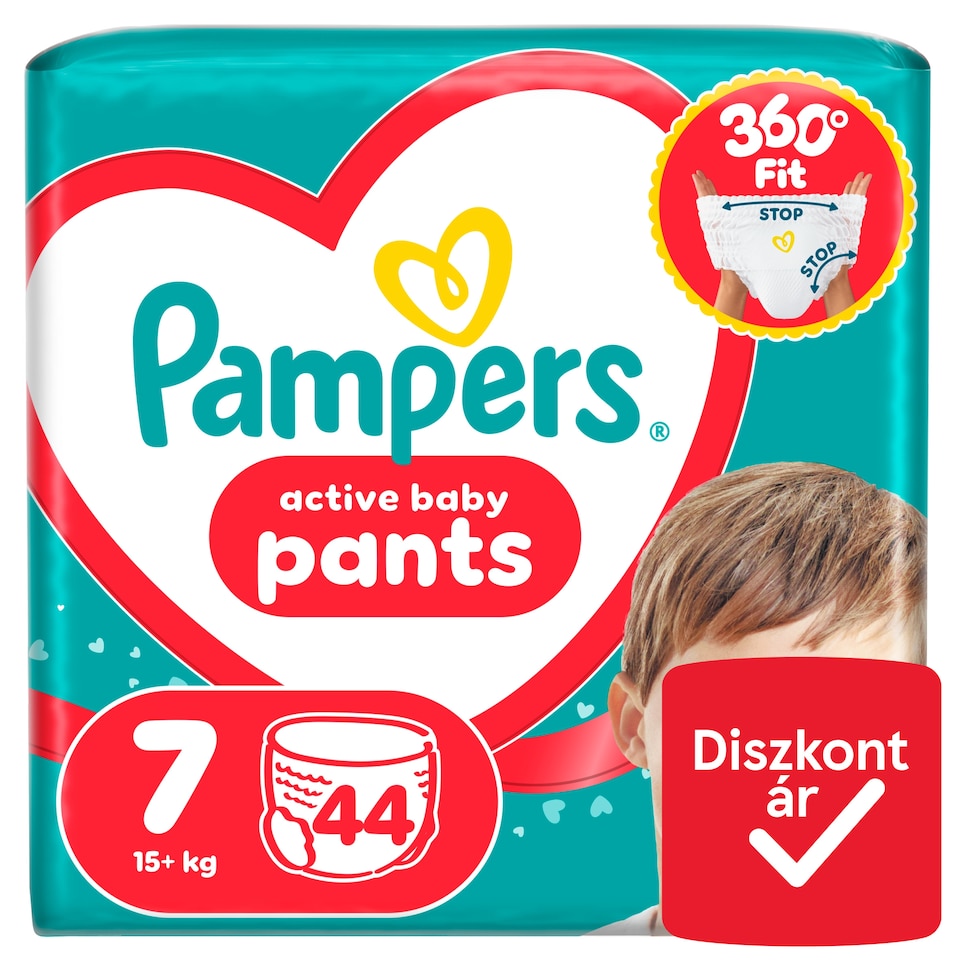Pampers Active Baby Bugyipelenka, Méret: 7, 44 db Pelenka, 15kg+  1. kép