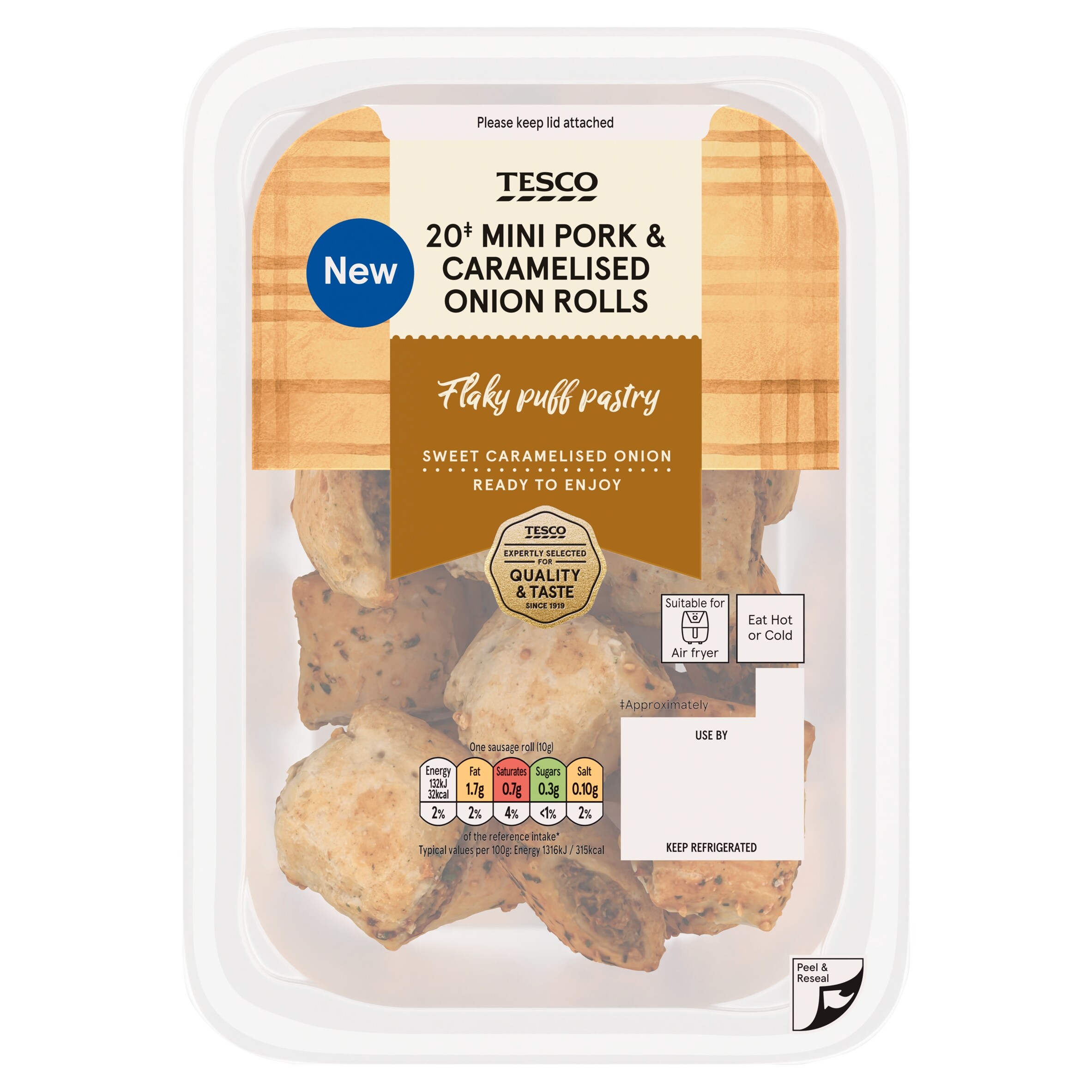 Tesco 20 Pork & Caramelised Onion Rolls 200g
