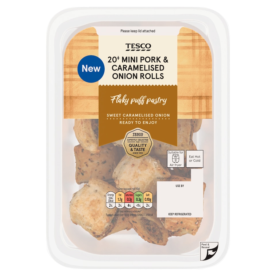 Tesco 20 Pork & Caramelised Onion Rolls 200g