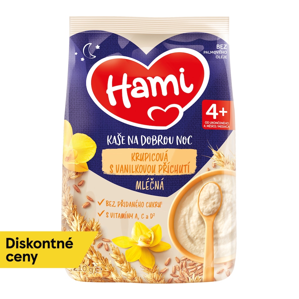 obrázok 1 z HAMI Mliečna kaša krupicová s vanilkovou príchuťou na dobrú noc 210 g