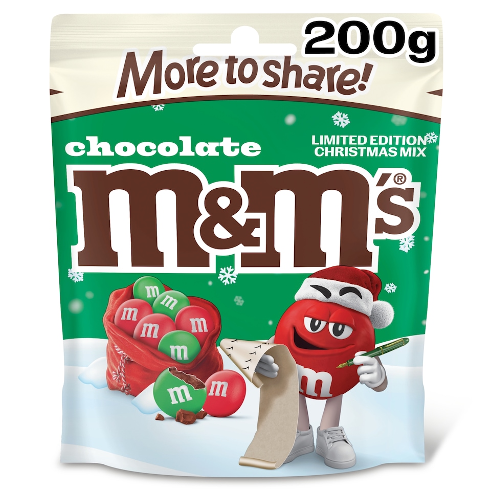 M&M's Milk Chocolate Christmas Mix Limited Edition More To Share 200g