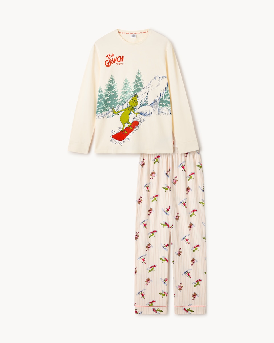 image 1 of The Grinch Pure Cotton Matching Family Pyjama Set in Cream