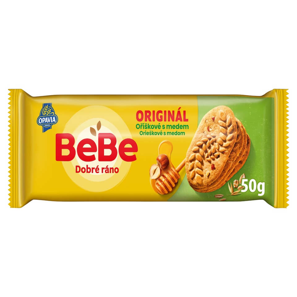 Opavia sušenky BeBe Dobré Ráno oříškové s medem 50g