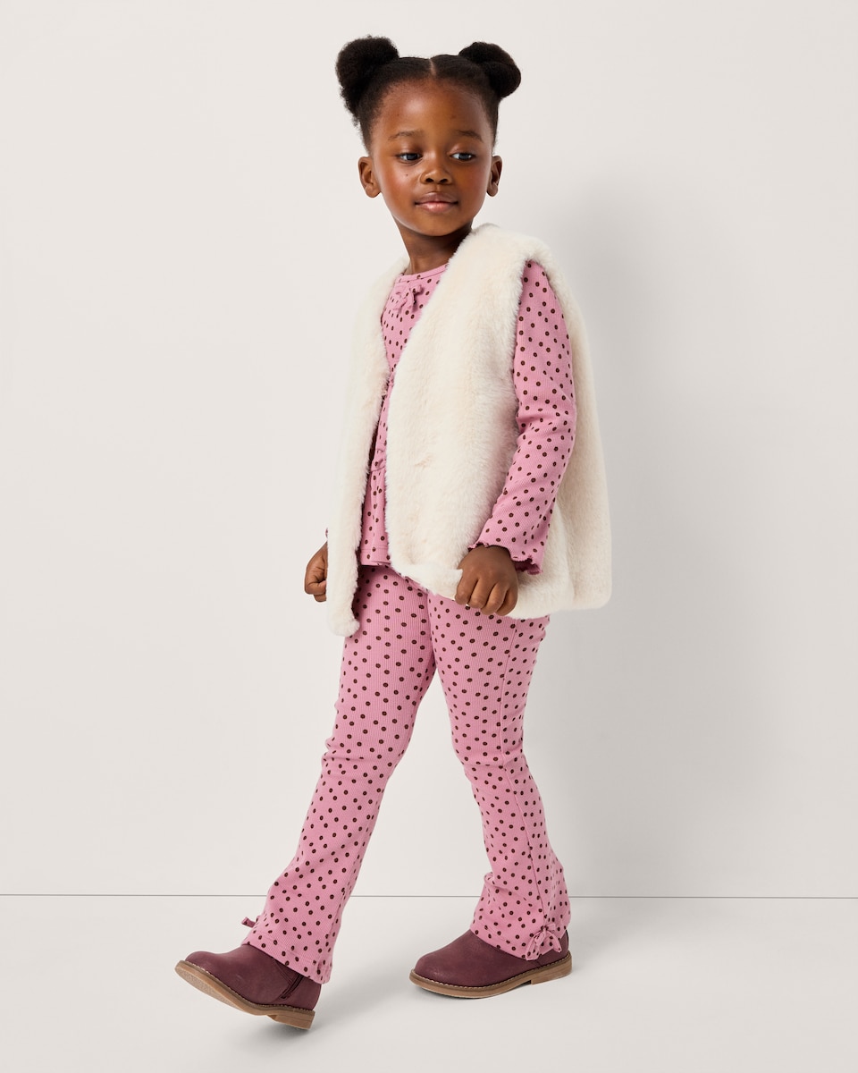 image 1 of F&F Girls Faux Fur Gilet in Cream