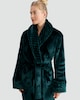 image 2 of F&F Fleece Striped Collared Dressing Gown in Green