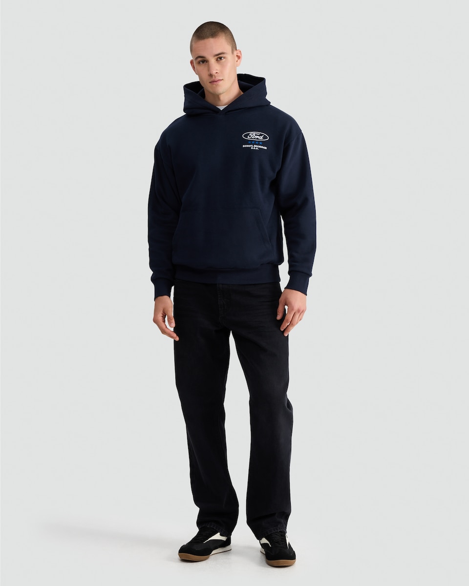 image 1 of Ford Mustang GTD Cotton Rich Hoodie in Navy