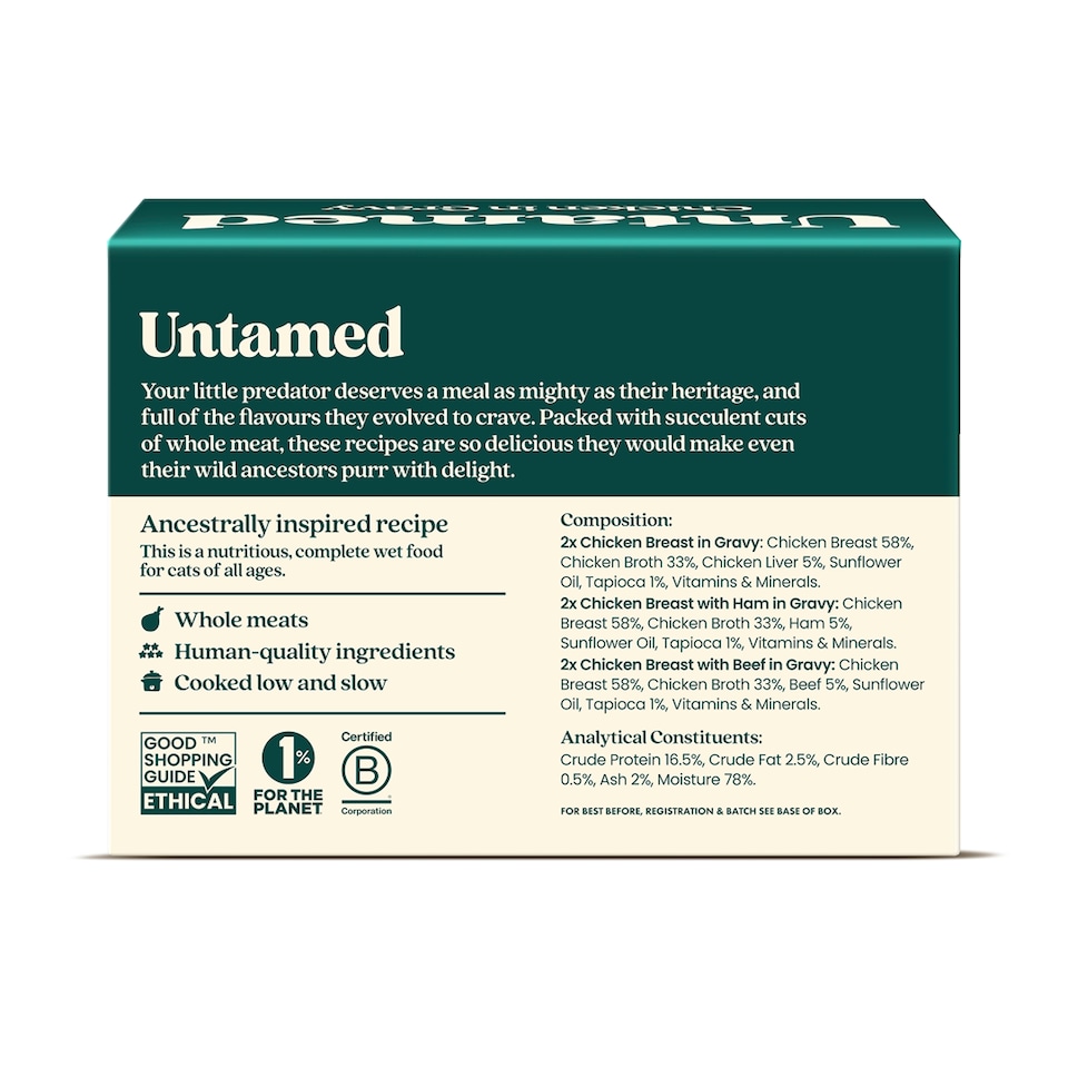 image 1 of Untamed Chicken Selection Box in Gravy Cat Food 6 x 75G 